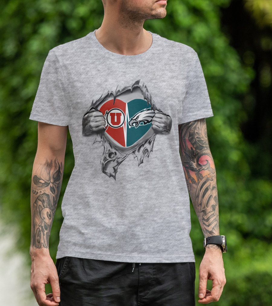 Eagles Utah Utes Heart Logo Fusion T-Shirt
