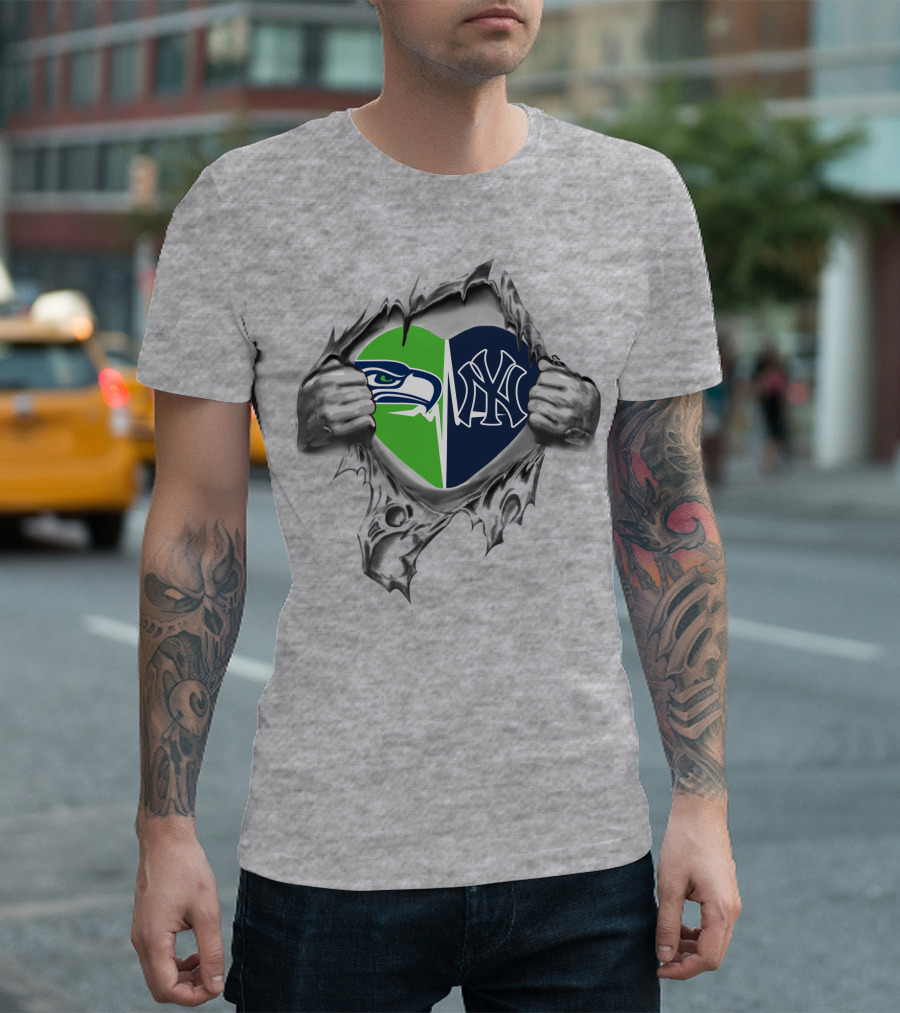 Seahawks Yankees Heart Icons T-Shirt