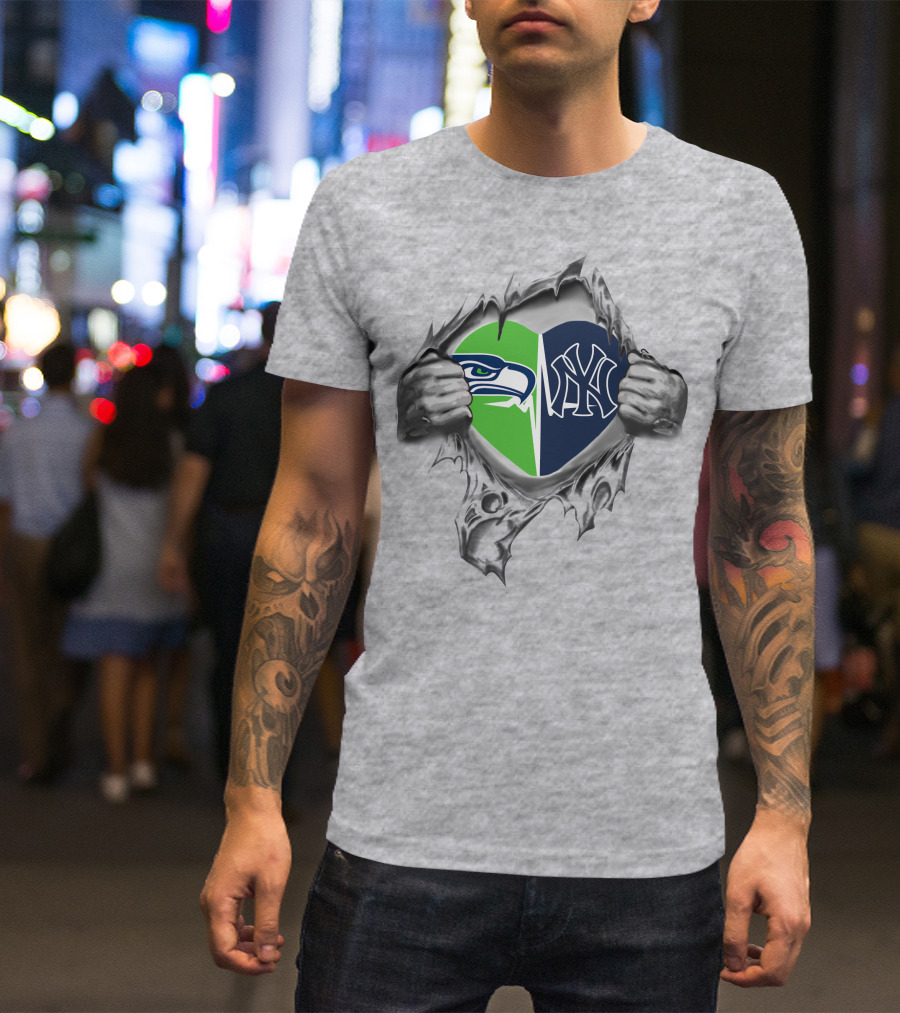 Seahawks Yankees Heart Icons T-Shirt