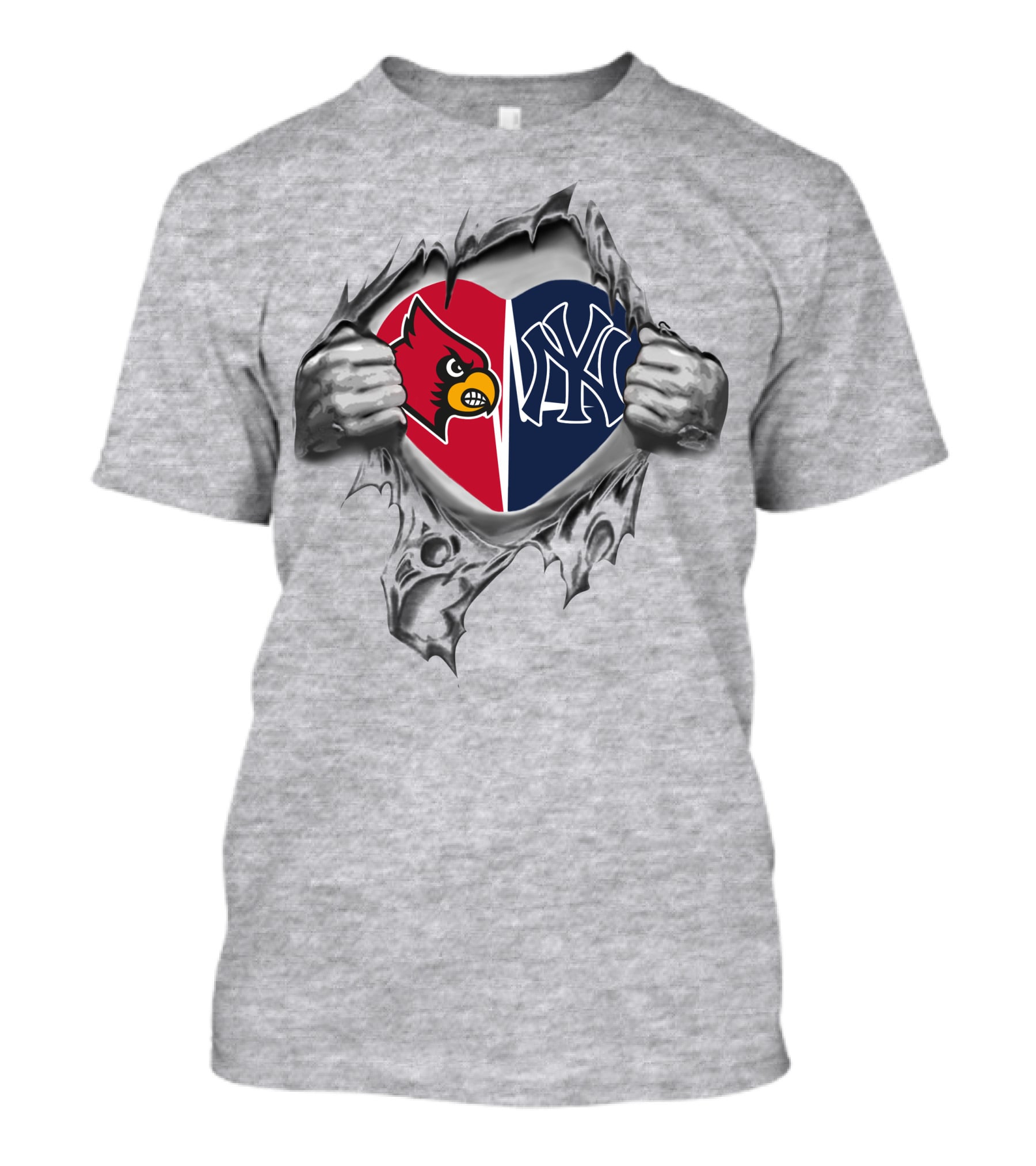 Yankees Cardinals Heart Dual Logo Fan Passion T-Shirt