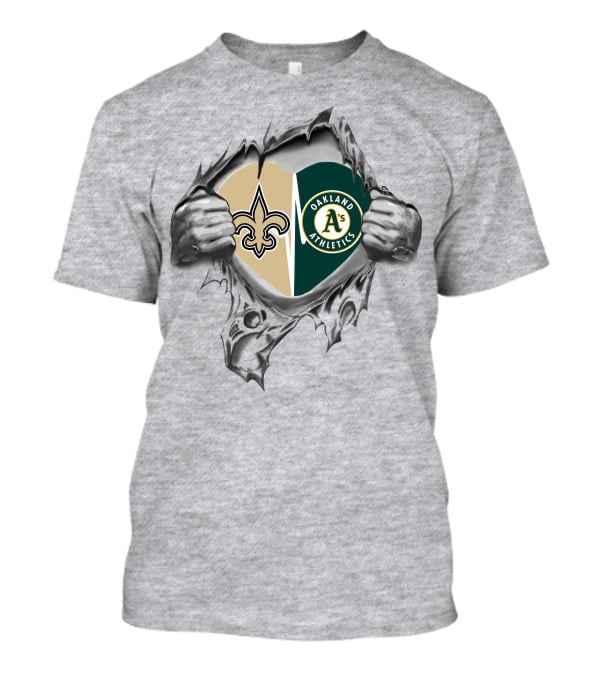Saints Athletics Heart New Orleans Oakland A's Fan Duo T-Shirt