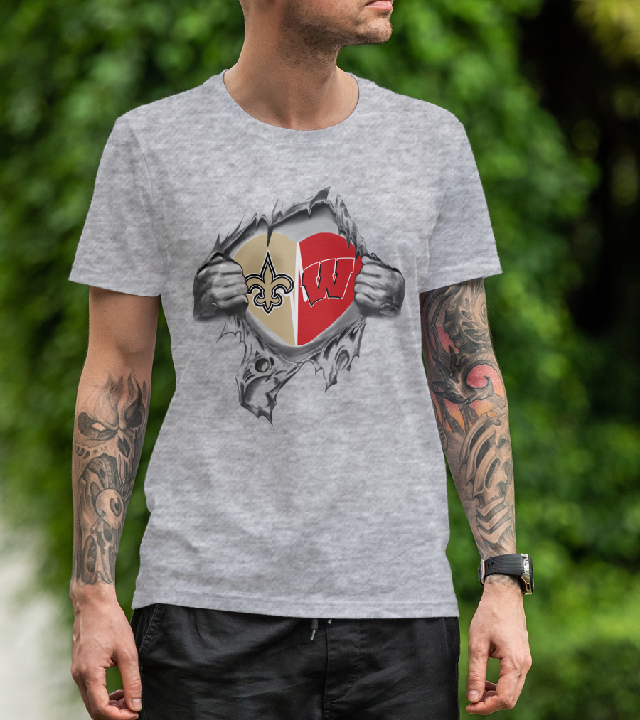 Saints Wisconsin Badgers Heart Saints Badgers It's In My Heart T-Shirt