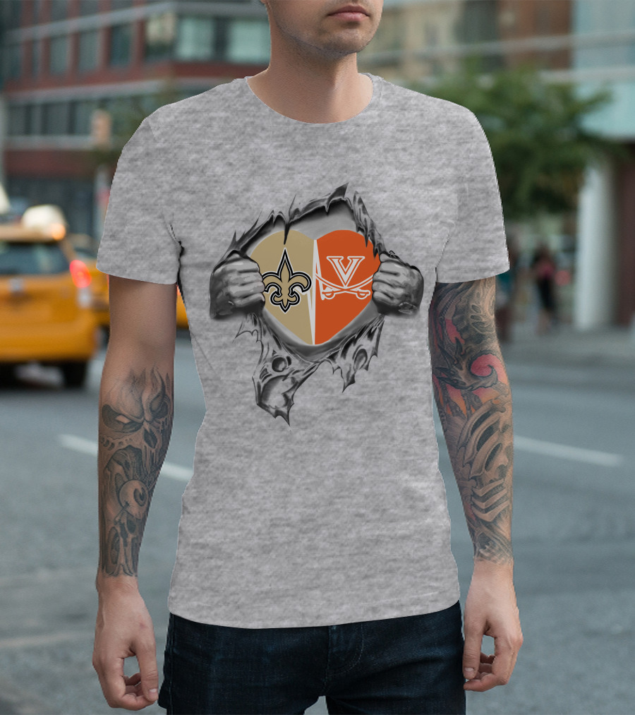Saints Cavaliers Heart Fleur-De-Lis Cavalier T-Shirt
