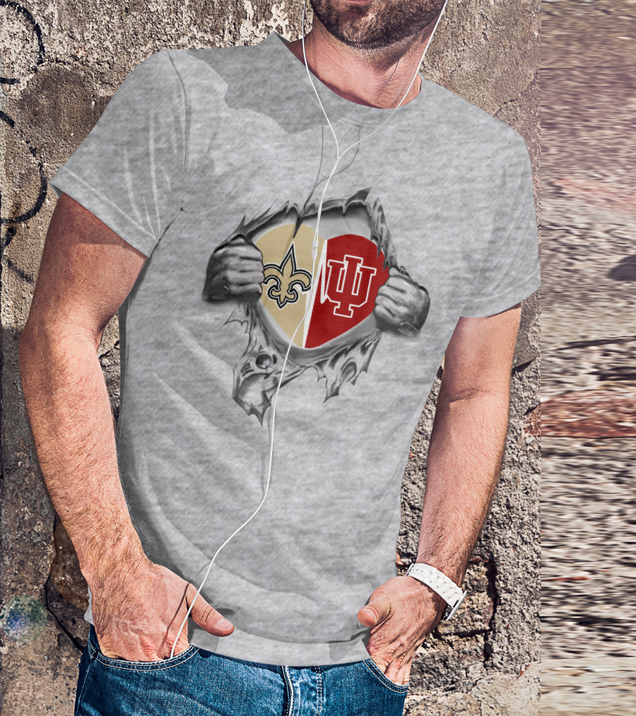 Saints Hoosiers Heart Logo Collaboration T-Shirt