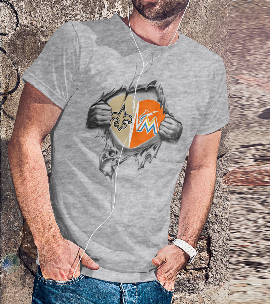 Saints And Marlins Heart Tear T-Shirt