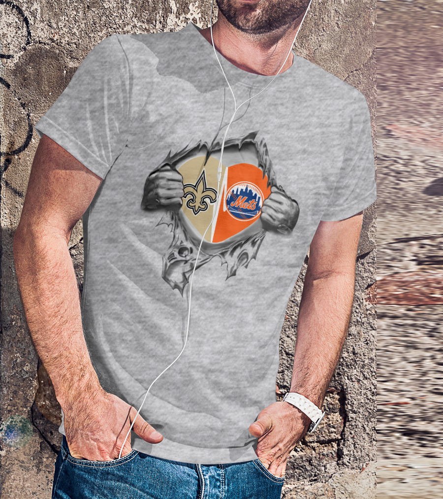 Saints Mets Heart With Iconic Symbols T-Shirt