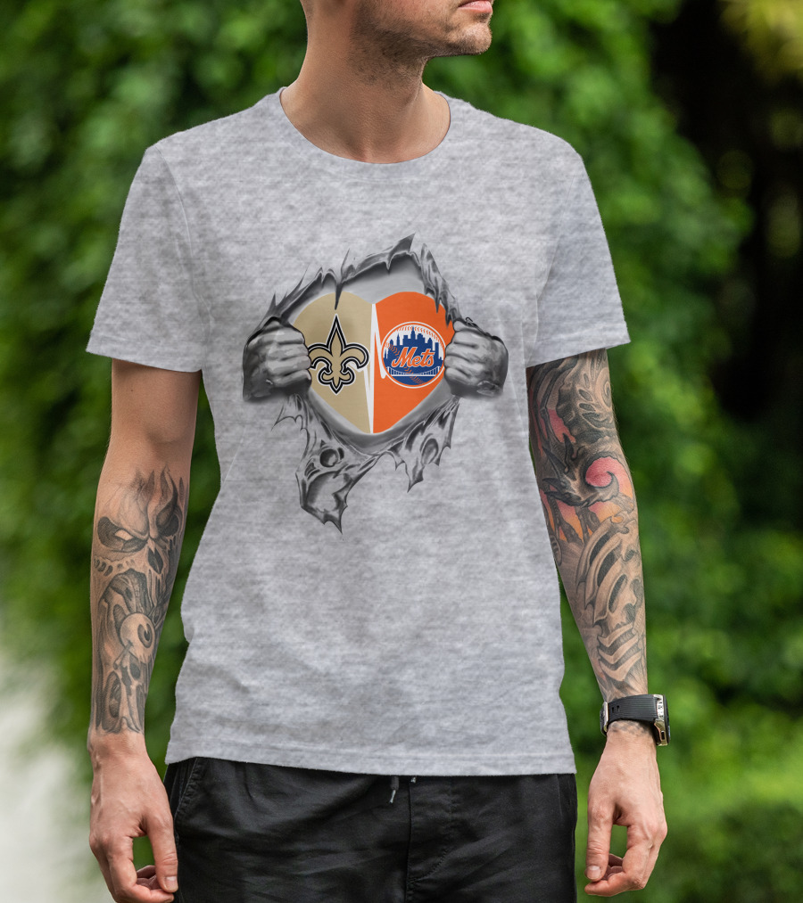 Saints Mets Heart With Iconic Symbols T-Shirt