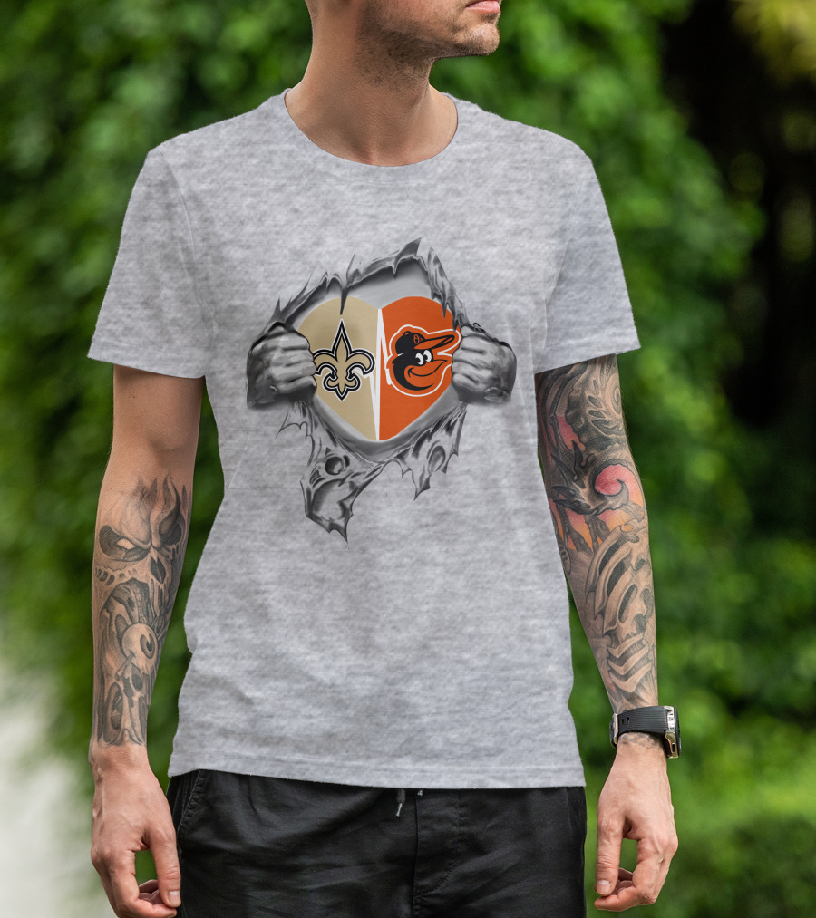 Saints Orioles Heart Symbol T-Shirt