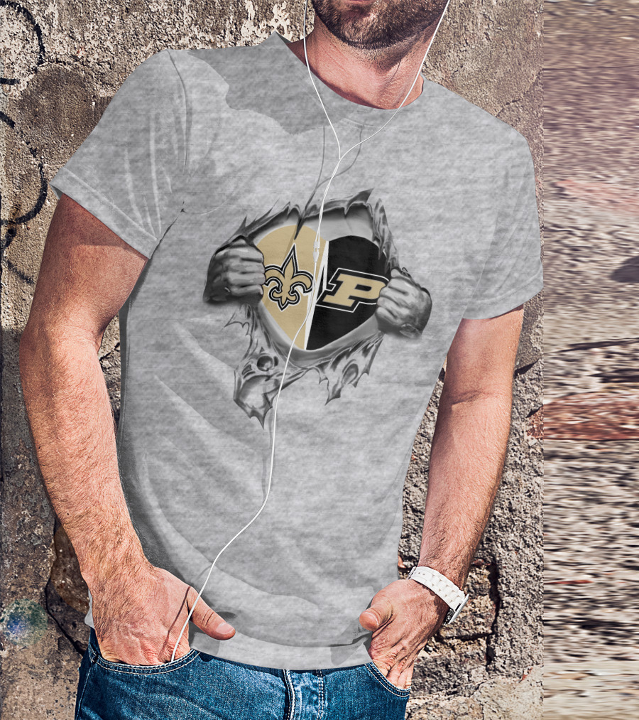 Saints Purdue Heart Rip T-Shirt