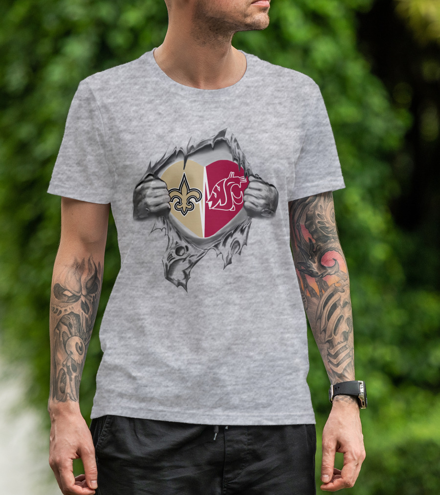 Saints Washington State Cougars Heart It's In My Heart T-Shirt