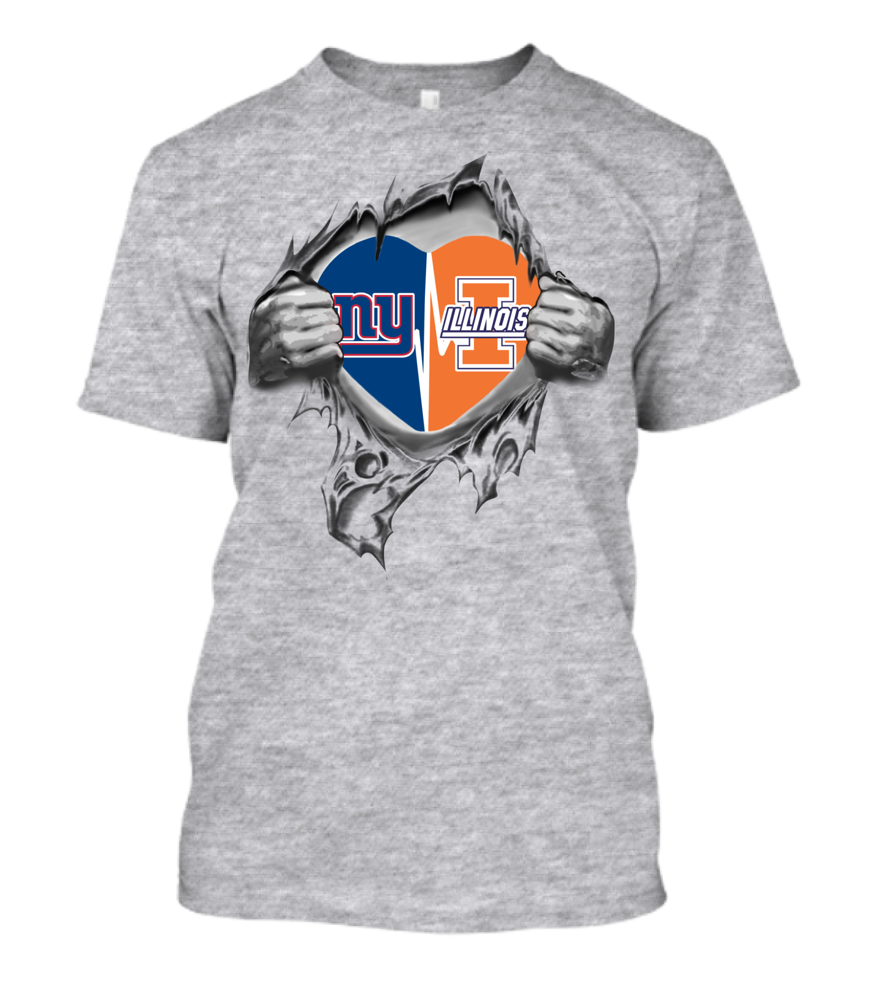 New York Giants Illinois Fighting Illini Heart T-Shirt