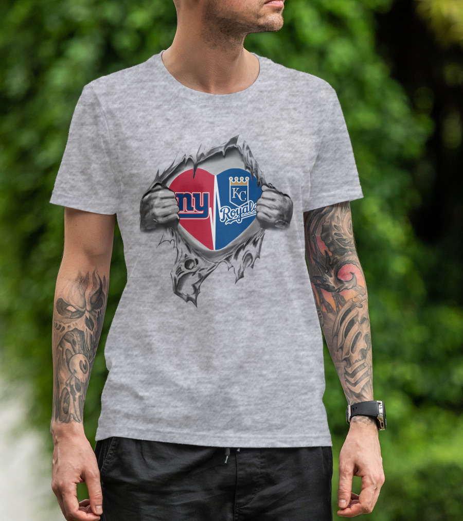 Giants Royals Heartbeat Fan Logo Mashup T-Shirt