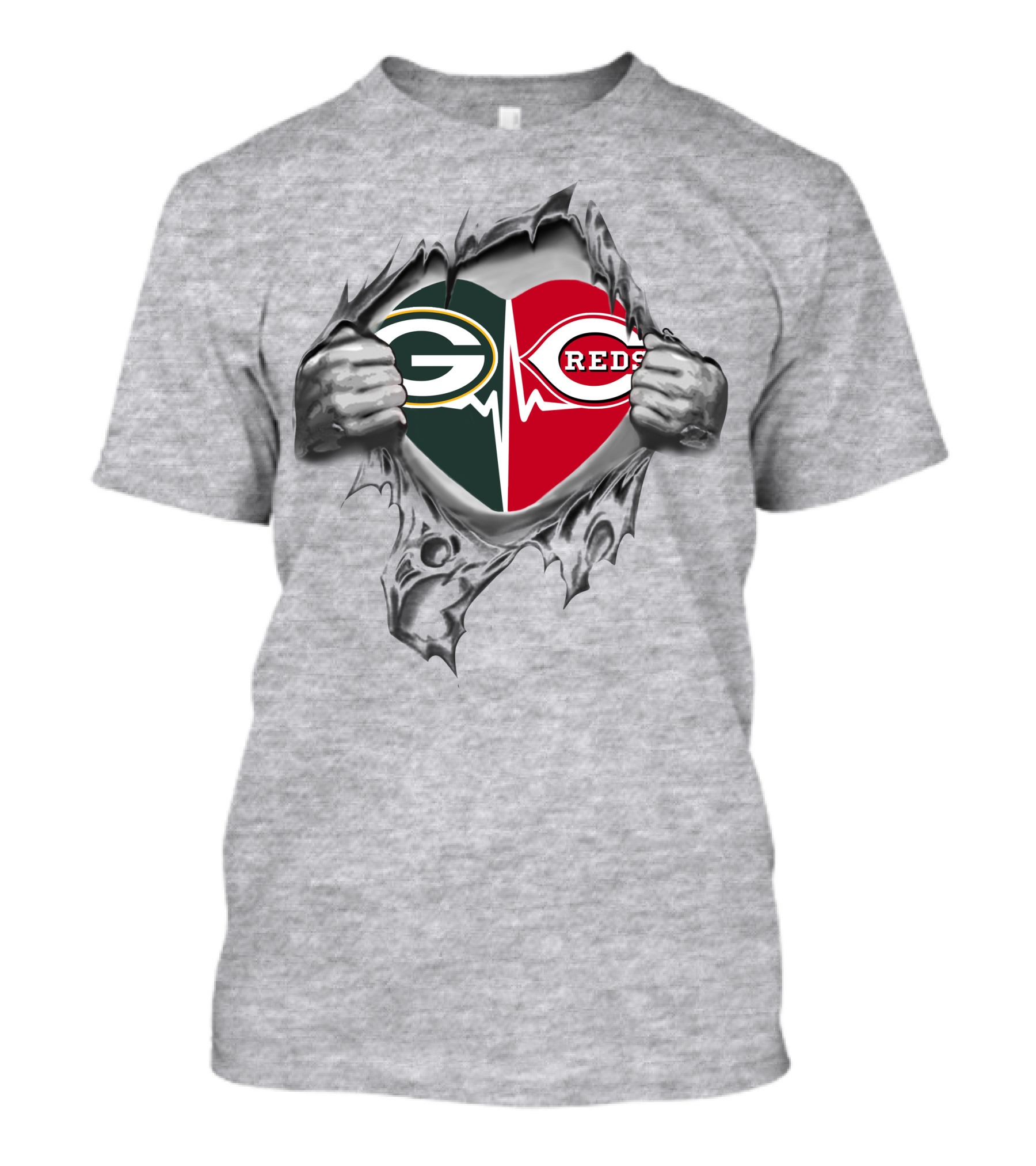 Green Bay Packers Reds Heart T-Shirt
