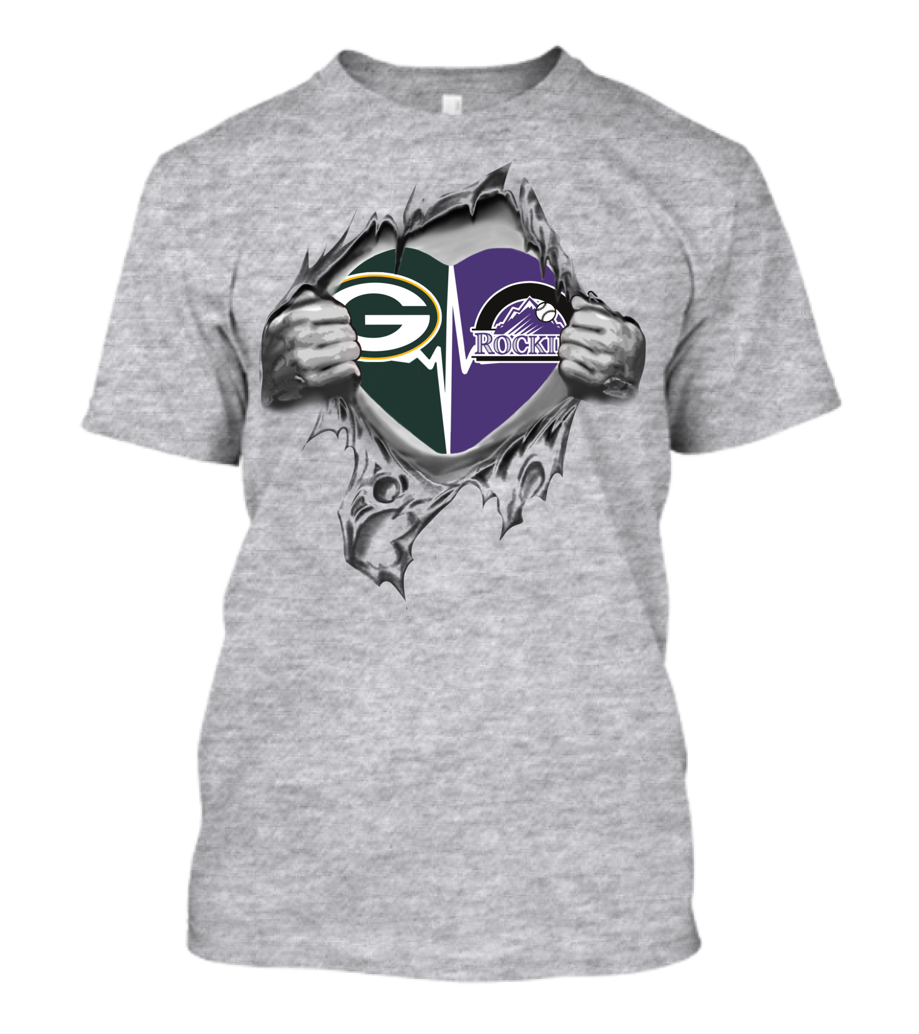 Green Bay Packers Colorado Rockies Heart T-Shirt