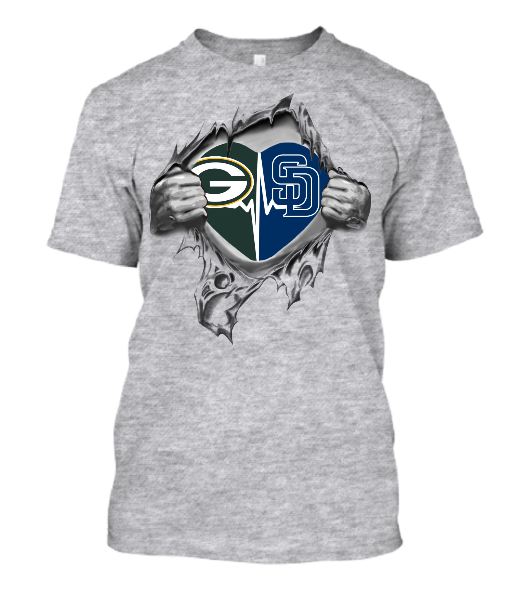 Green Bay Packers San Diego Padres Heartbeat Combo T-Shirt