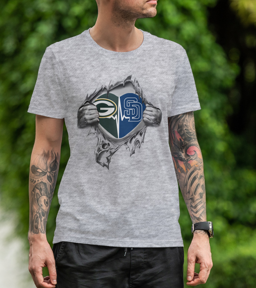 Green Bay Packers San Diego Padres Heartbeat Combo T-Shirt
