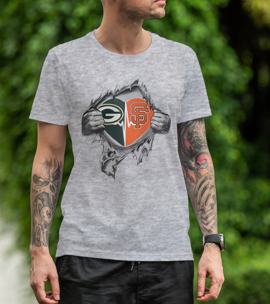 Green Bay Packers San Francisco Giants Heartbeat T-Shirt