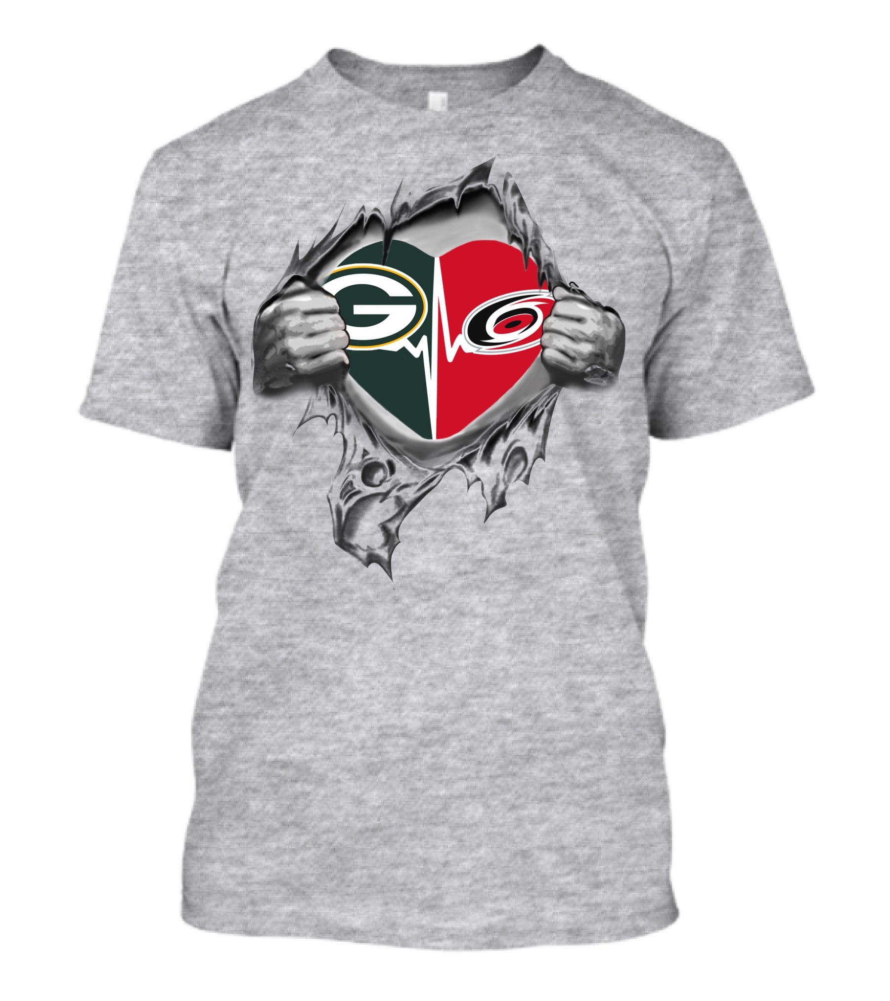 Green Bay Packers Carolina Hurricanes Heart T-Shirt