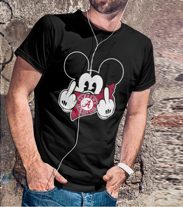 Alabama Crimson Tide Mickey Mouse Logo Football T-Shirt