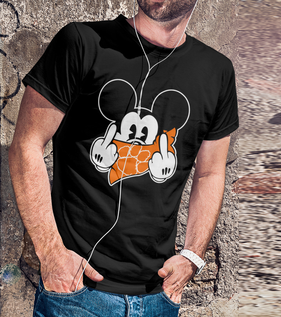 Clemson Tigers Mickey Mouse Face Mask Gesture T-Shirt