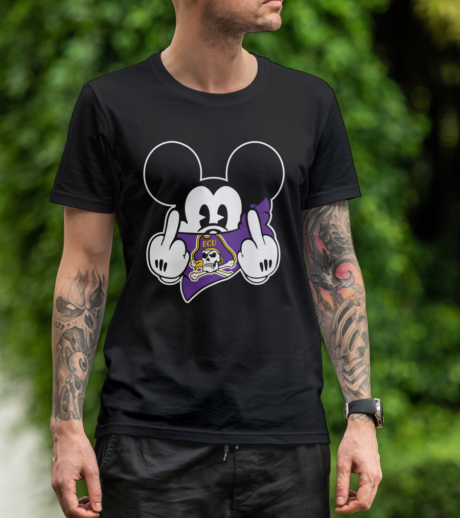 Ecu Pirates Mickey Middle Finger T-Shirt