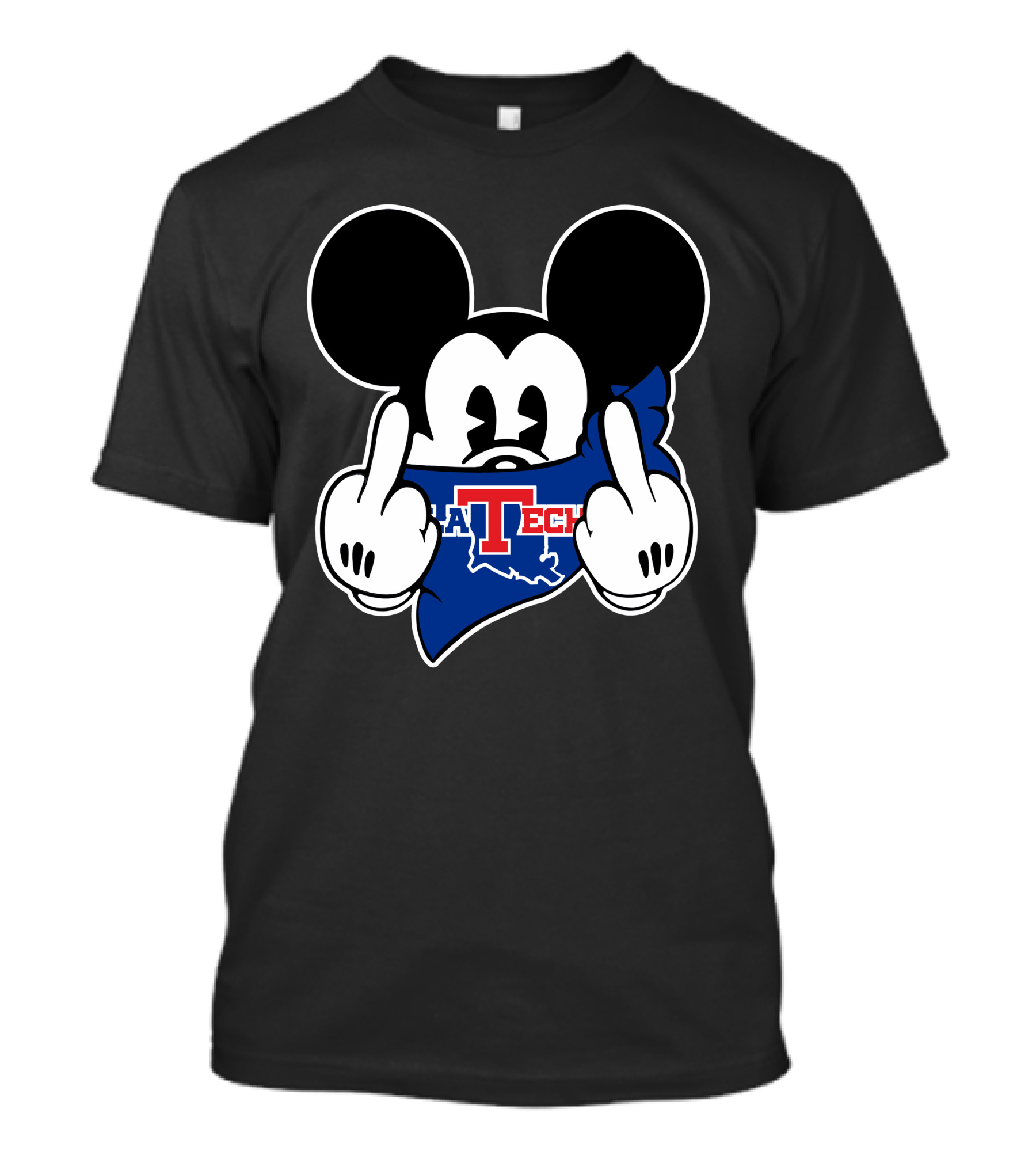 LA Tech Bulldogs Mickey Middle Finger Gesture T-Shirt