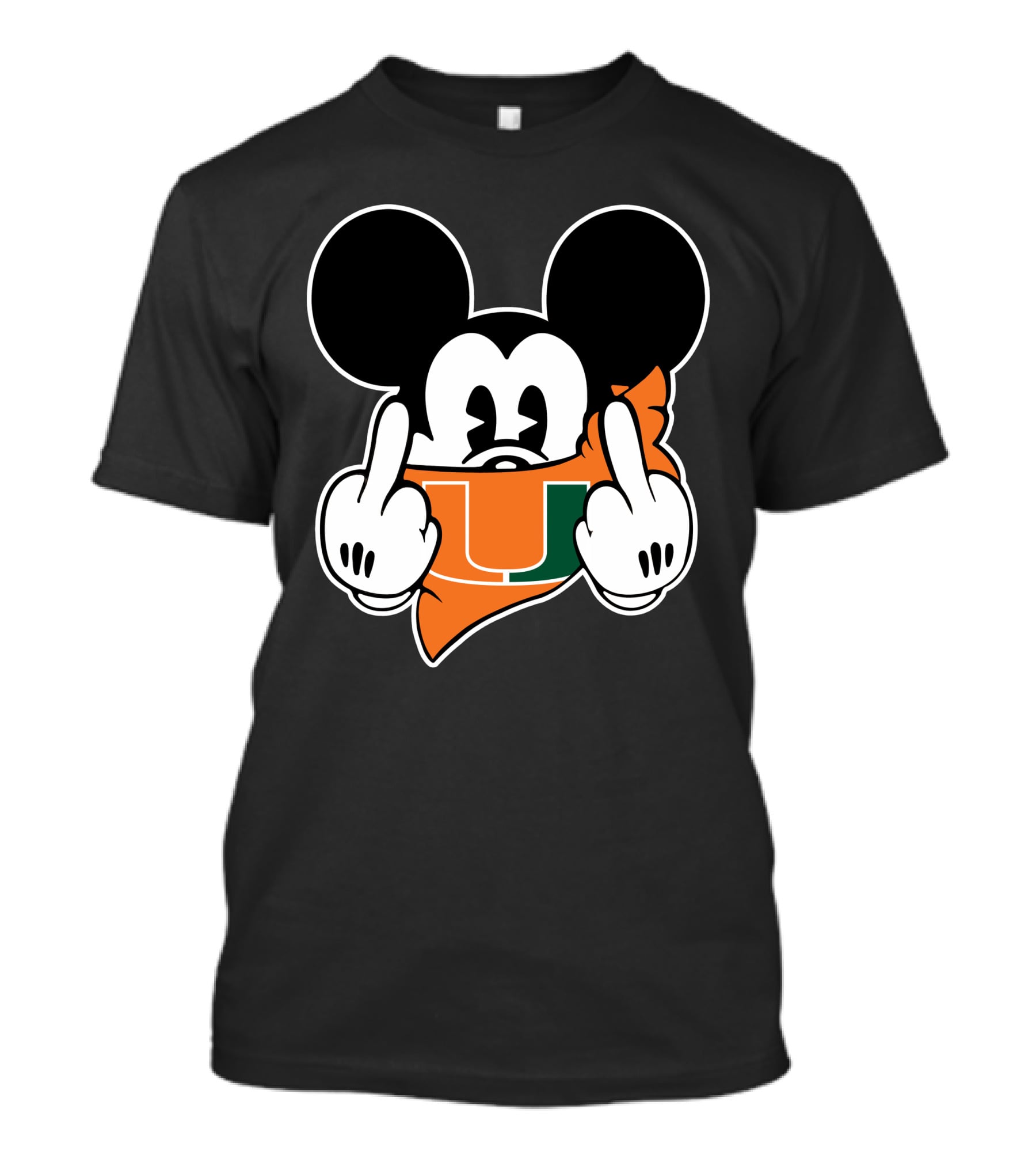 Miami Hurricanes Mickey Mouse U Hand Gesture T-Shirt