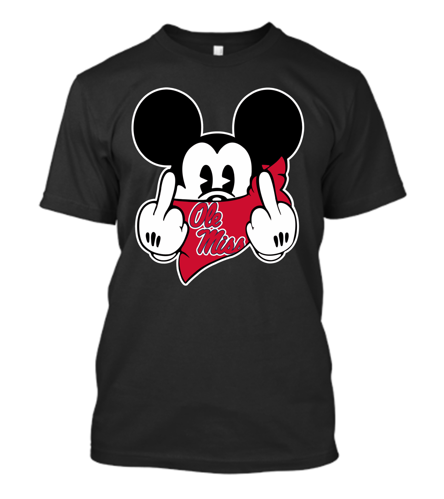 Ole Miss Rebels Mickey Mouse Logo Middle Finger T-Shirt