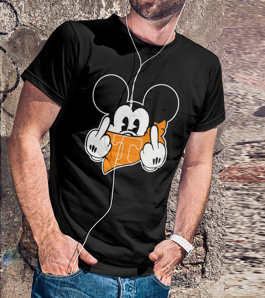 Tennessee Volunteers Mickey Mouse Middle Finger Gesture T-Shirt
