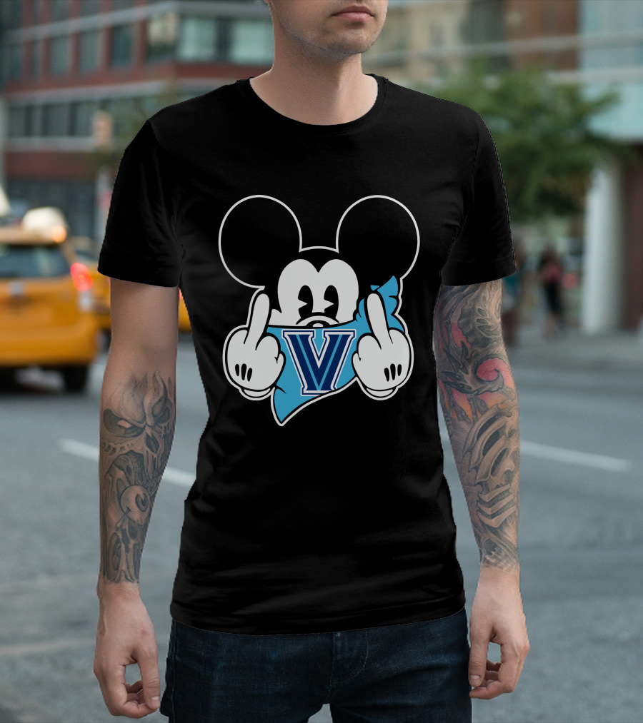 Mickey Villanova Wildcats Logo Middle Finger T-Shirt