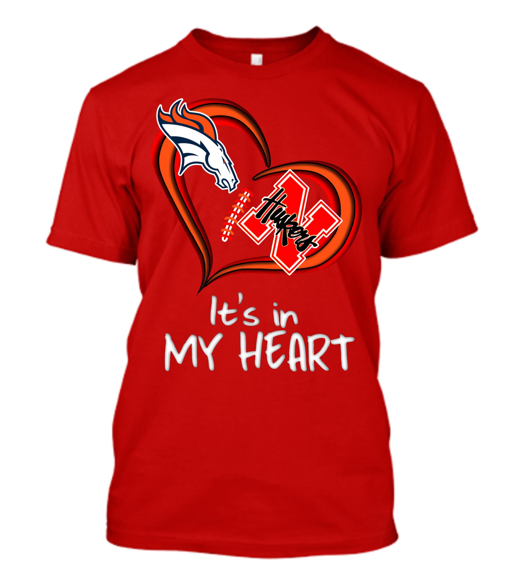 Broncos Huskers It's In My Heart T-Shirt