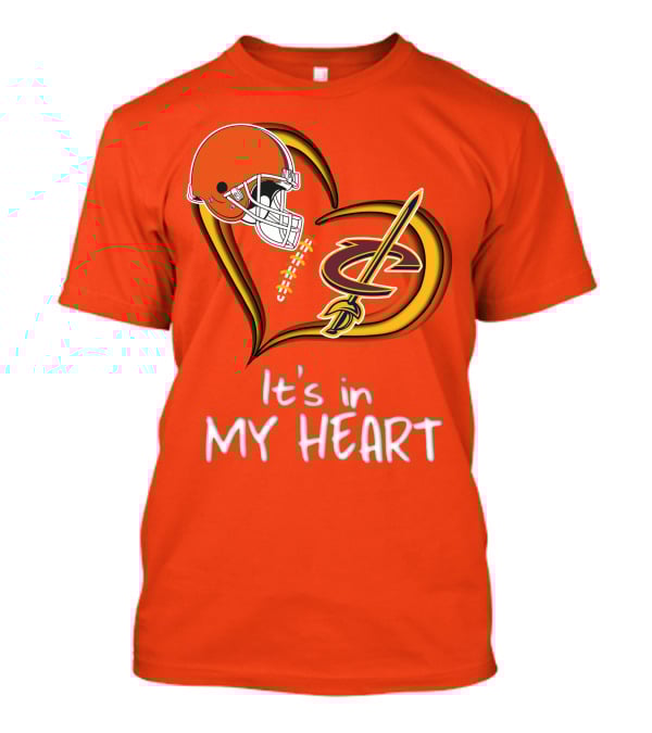 Browns Cavaliers It's In My Heart Football Basketball Cleveland Fan T-Shirt
