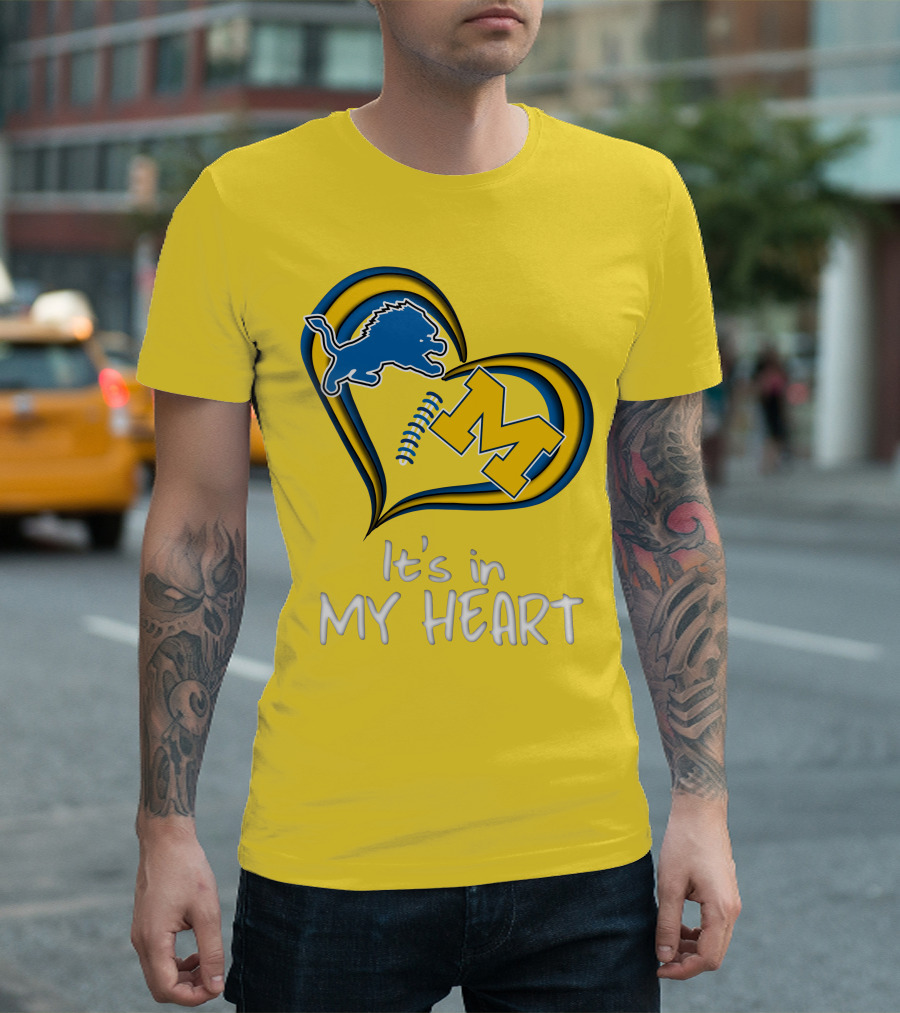 Lions Michigan M Heart It's In My Heart T-Shirt