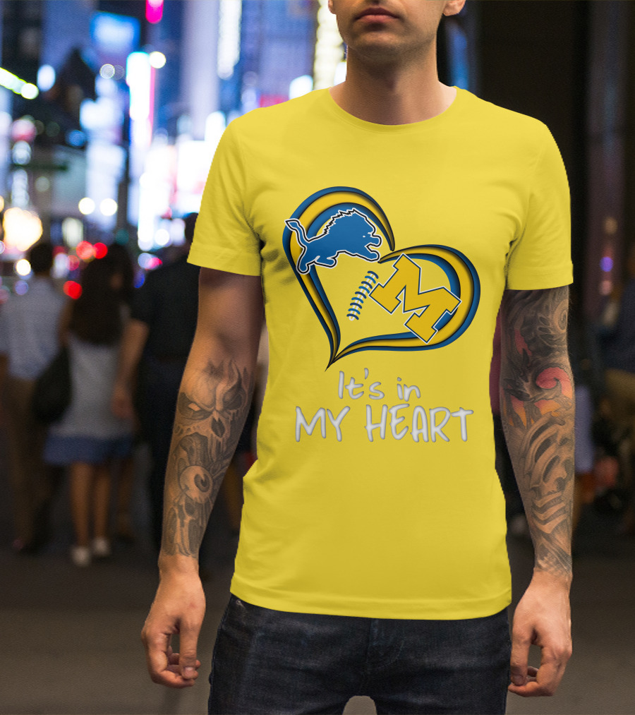 Lions Michigan M Heart It's In My Heart T-Shirt