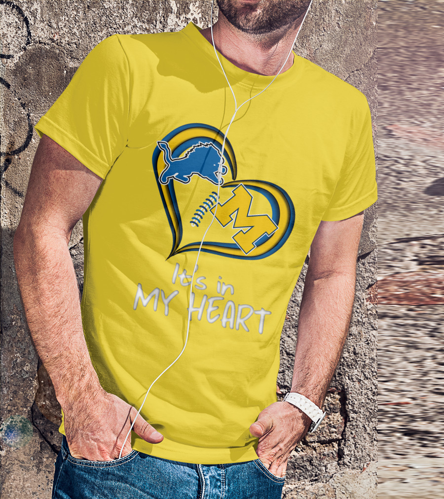 Lions Michigan M Heart It's In My Heart T-Shirt
