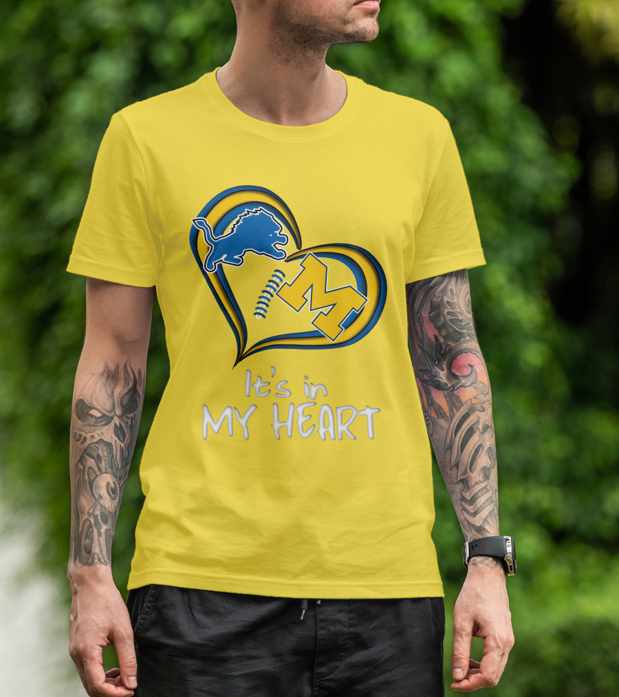 Lions Michigan M Heart It's In My Heart T-Shirt