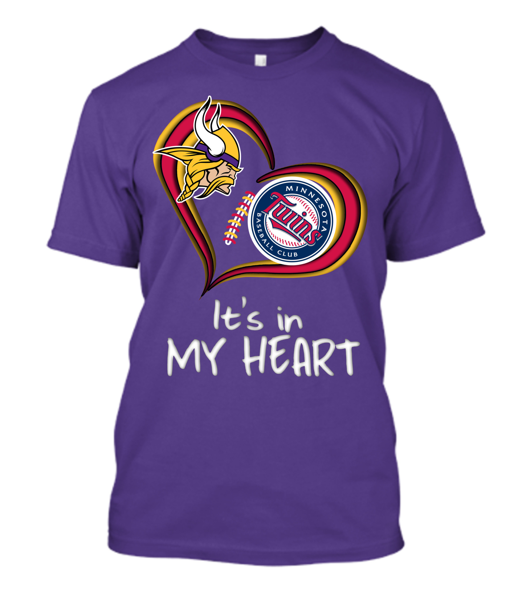 Minnesota Vikings Twins Baseball Club It's In My Heart T-Shirt