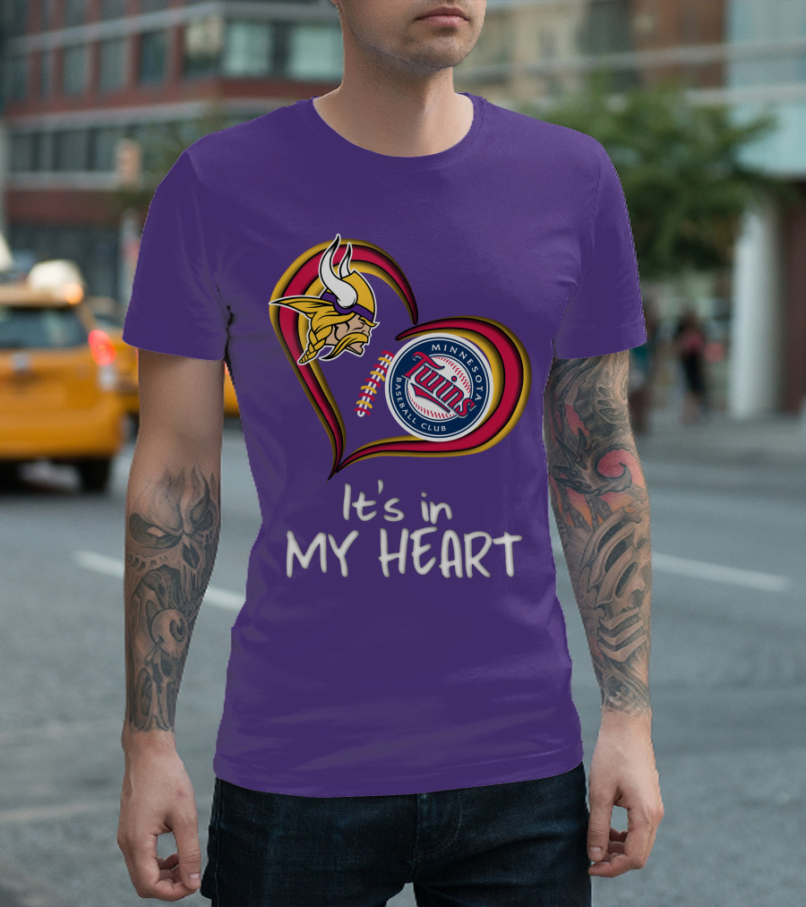 Minnesota Vikings Twins Baseball Club It's In My Heart T-Shirt