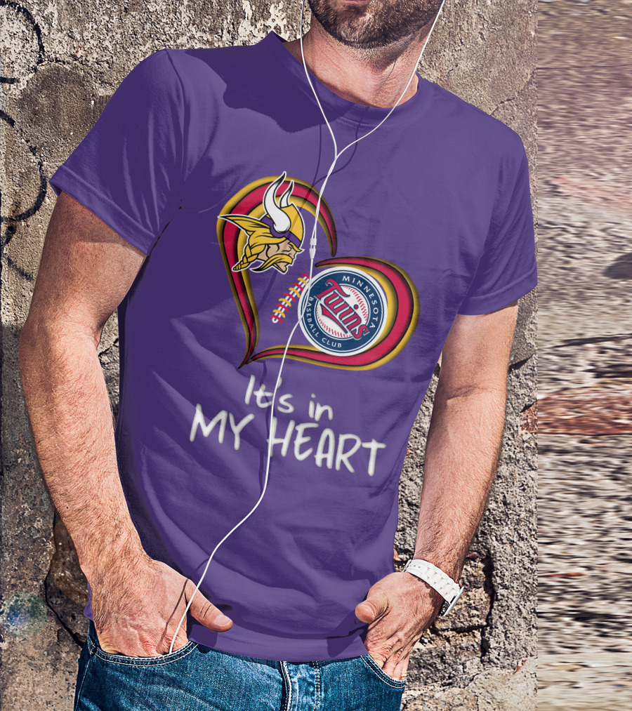 Minnesota Vikings Twins Baseball Club It's In My Heart T-Shirt