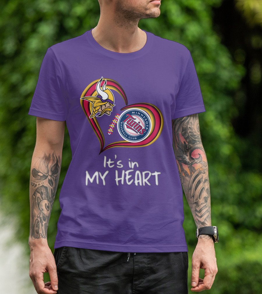 Minnesota Vikings Twins Baseball Club It's In My Heart T-Shirt