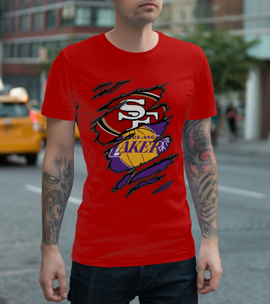 San Francisco 49ers And Los Angeles Lakers Fan T-Shirt