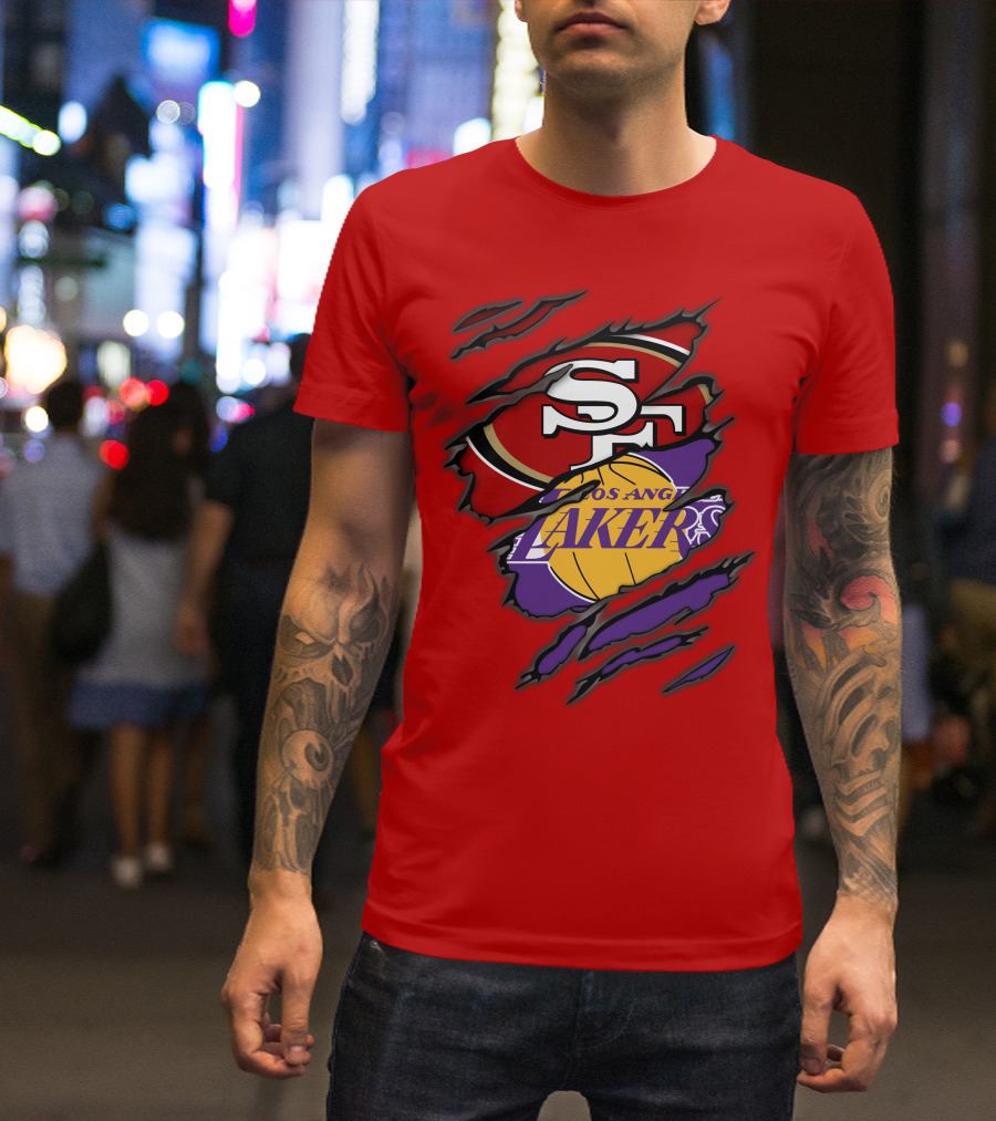 San Francisco 49ers And Los Angeles Lakers Fan T-Shirt