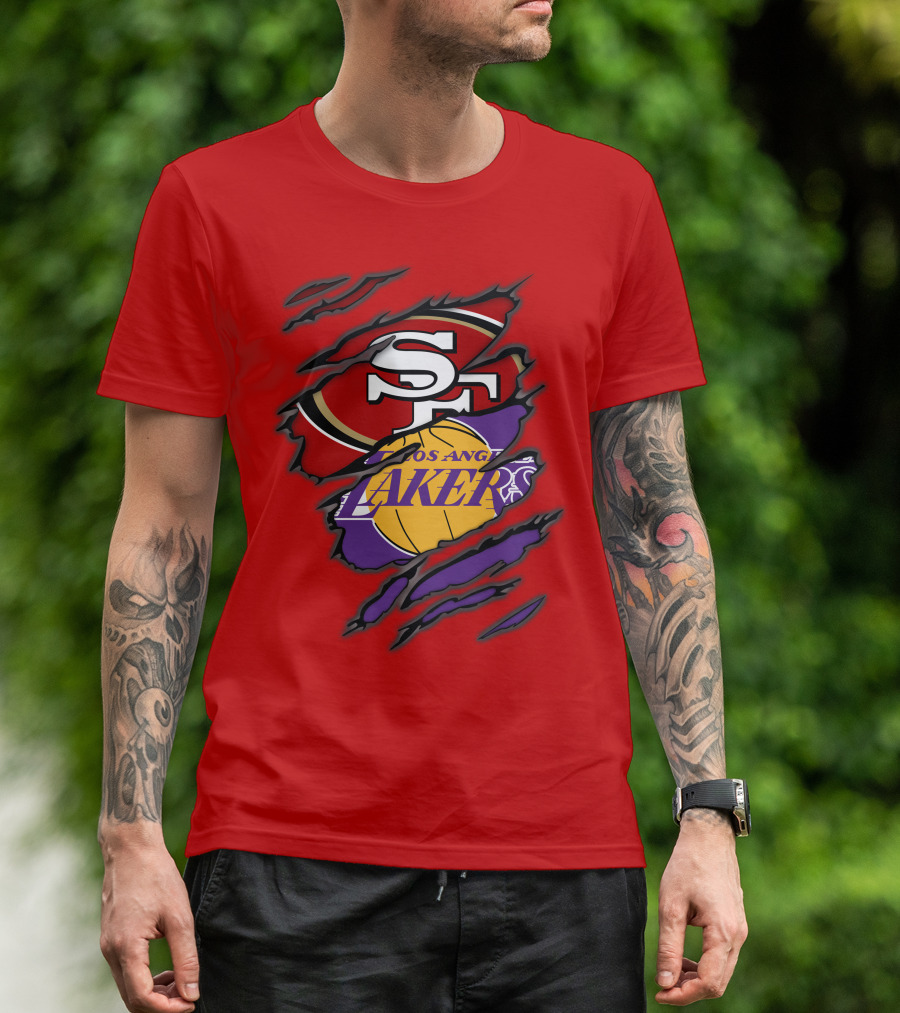 San Francisco 49ers And Los Angeles Lakers Fan T-Shirt