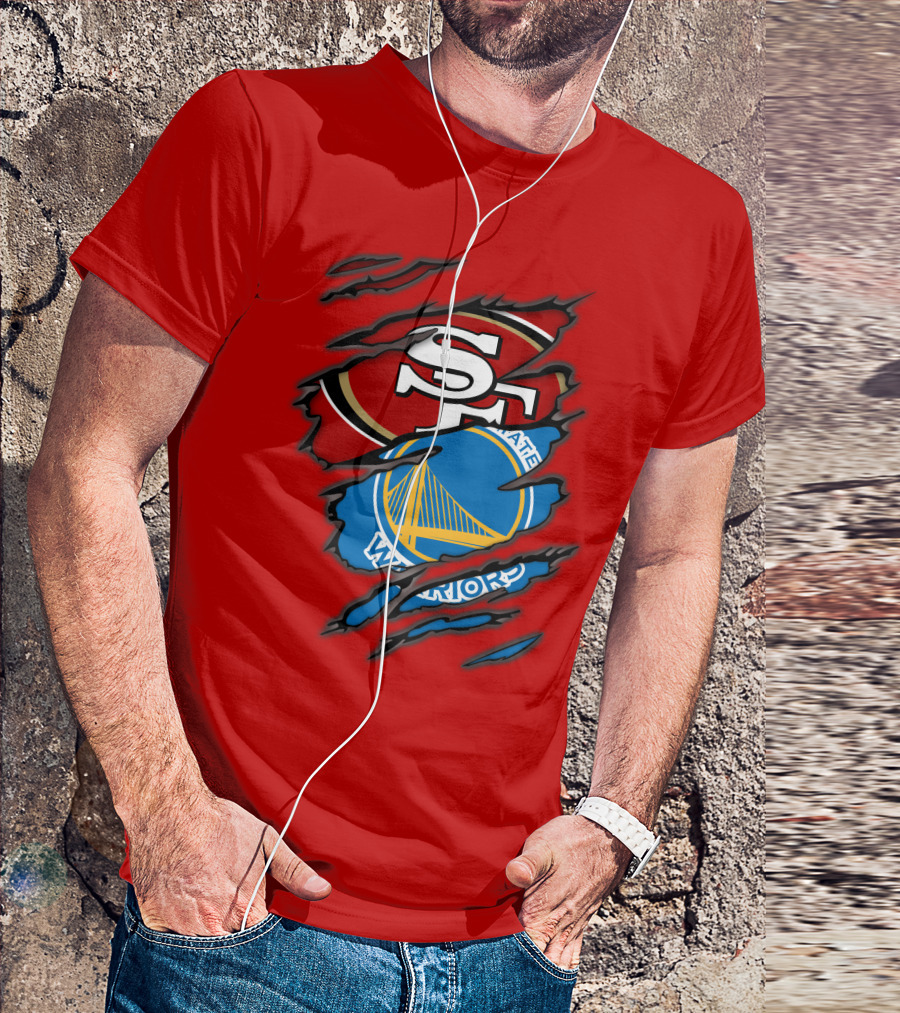 San Francisco 49ers Golden State Warriors Logos T-Shirt