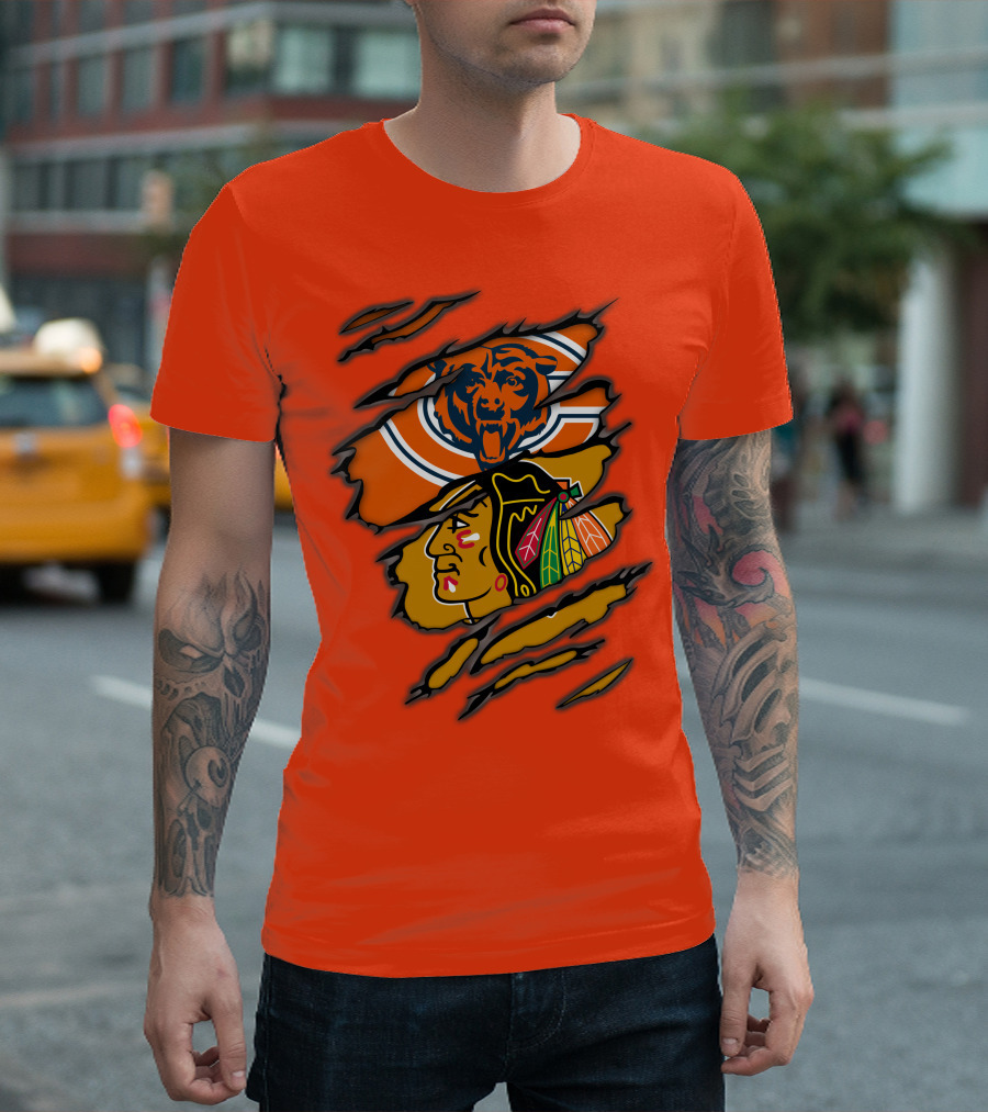 Bears Blackhawks NFL NHL Crossover T-Shirt