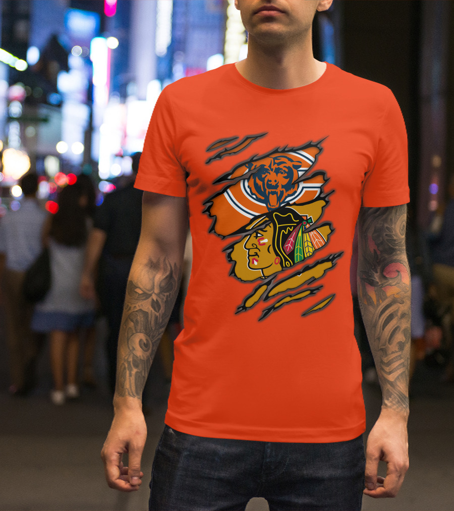 Bears Blackhawks NFL NHL Crossover T-Shirt