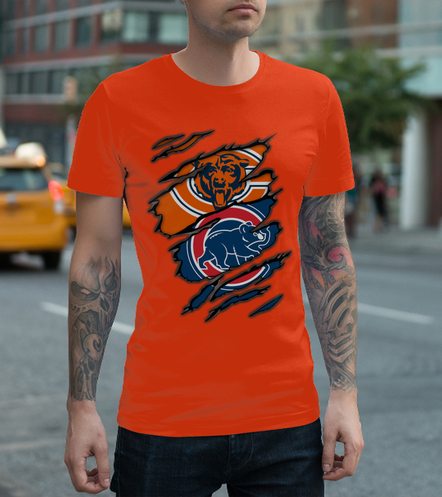 Chicago Bears Cubs Logos Fusion T-Shirt