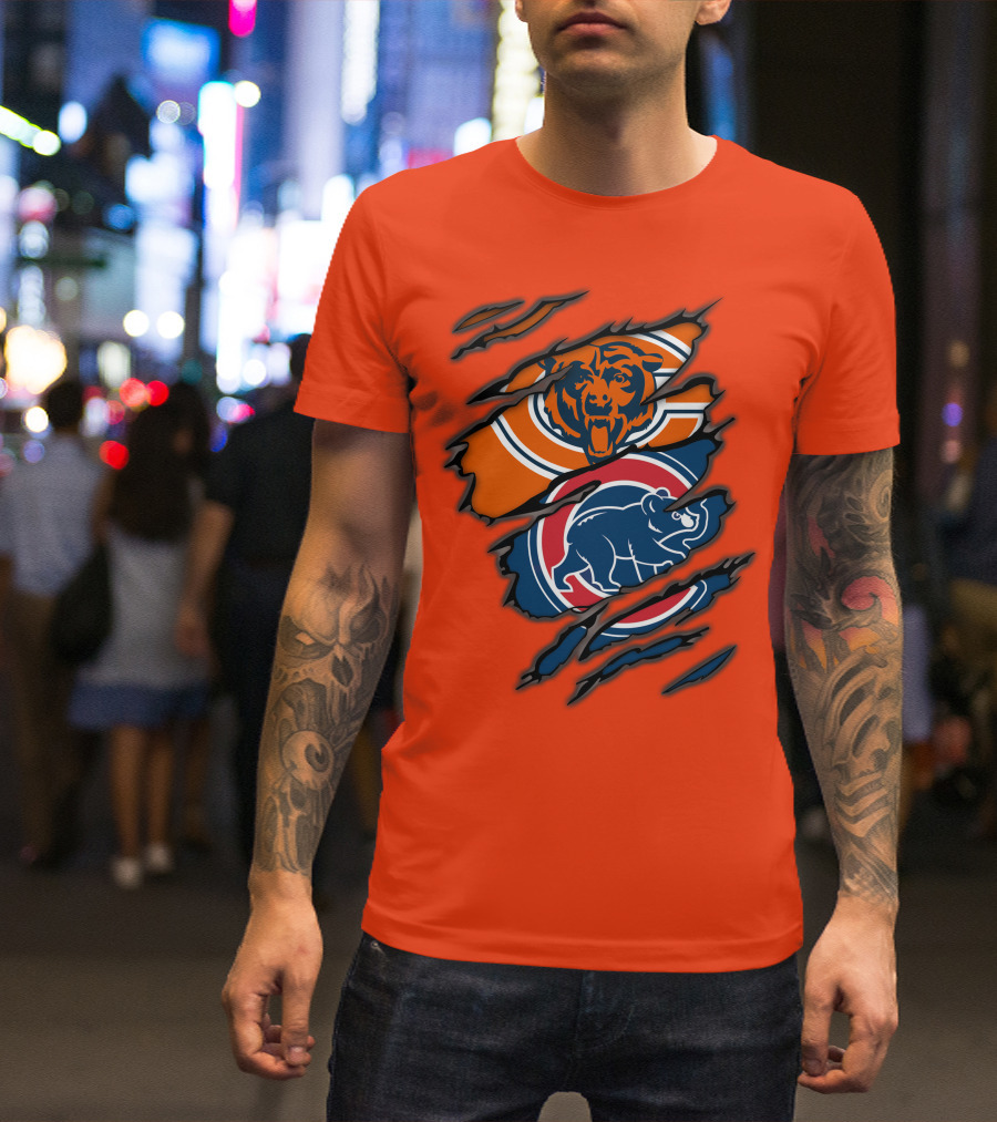 Chicago Bears Cubs Logos Fusion T-Shirt
