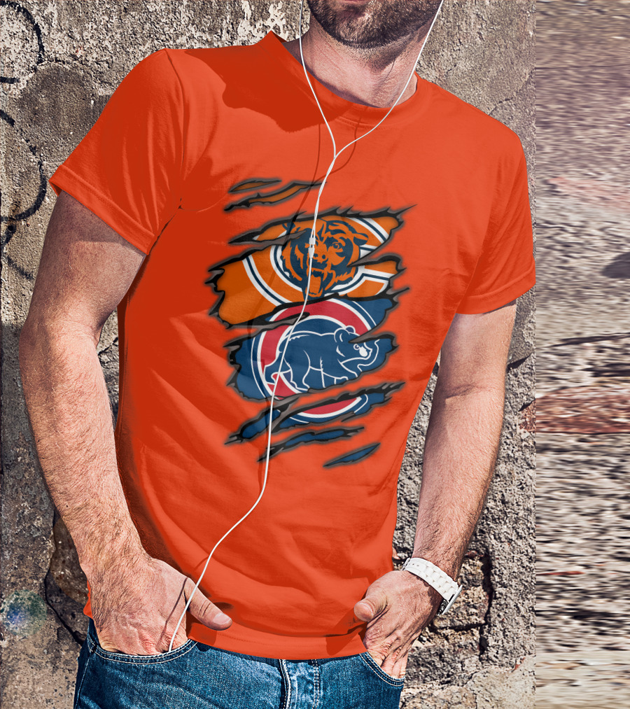 Chicago Bears Cubs Logos Fusion T-Shirt