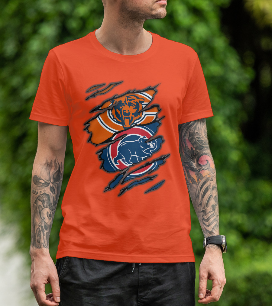 Chicago Bears Cubs Logos Fusion T-Shirt